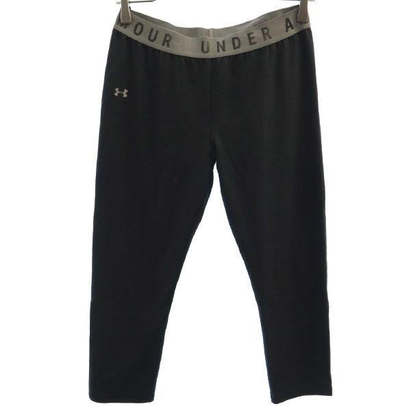 古着 UNDER ARMOUR アンダーアーマー ロゴプリント フェイバリット クロップド タイツ XL ブラック スパッツ レディース 【中古】