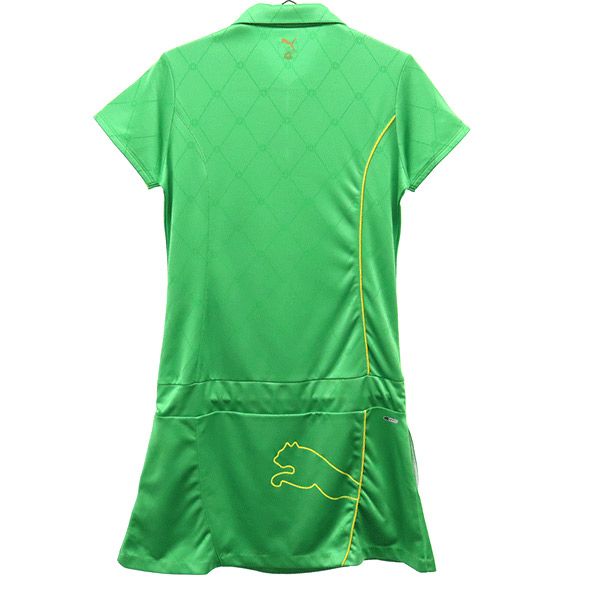 古着 PUMA プーマ 総柄 ゴルフ 半袖 ワンピース M グリーン系 レディース 【中古】