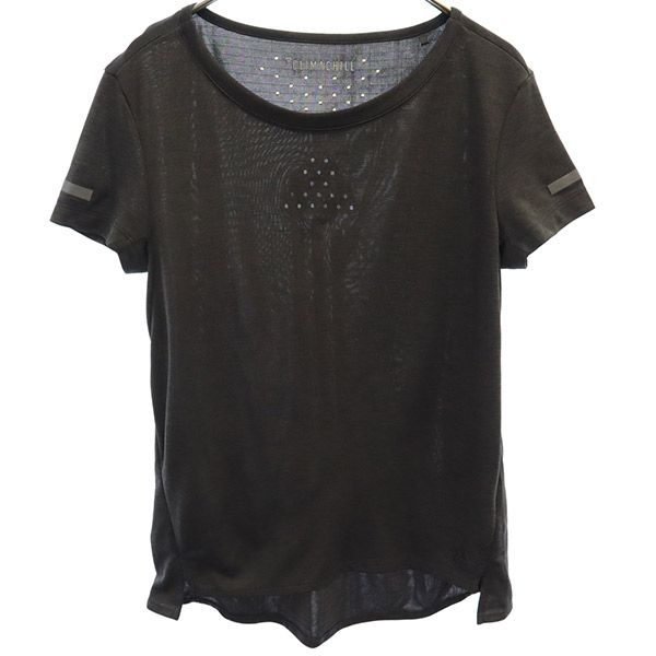 古着 adidas アディダス ワンポイントロゴプリント トレーニング 半袖 Tシャツ M ブラック スポーツ ウォームアップ レディース 【中古】