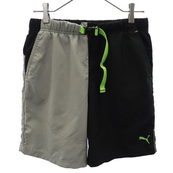 古着 PUMA プーマ 切替 トレーニング ショートパンツ L ブラック系 ベルト付き メンズ 【中古】