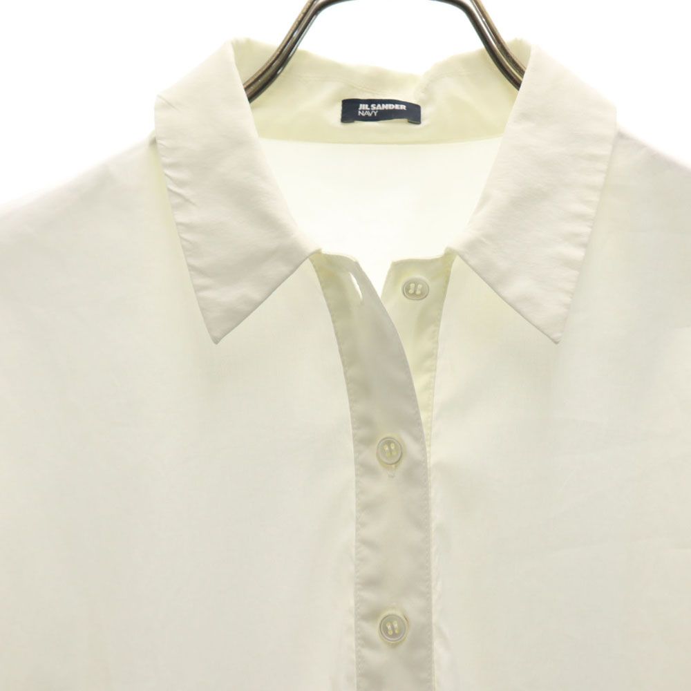 古着 JIL SANDER ジルサンダー ネイビー イタリア製 半袖 シャツワンピース 34 白 NAVY レディース 【中古】