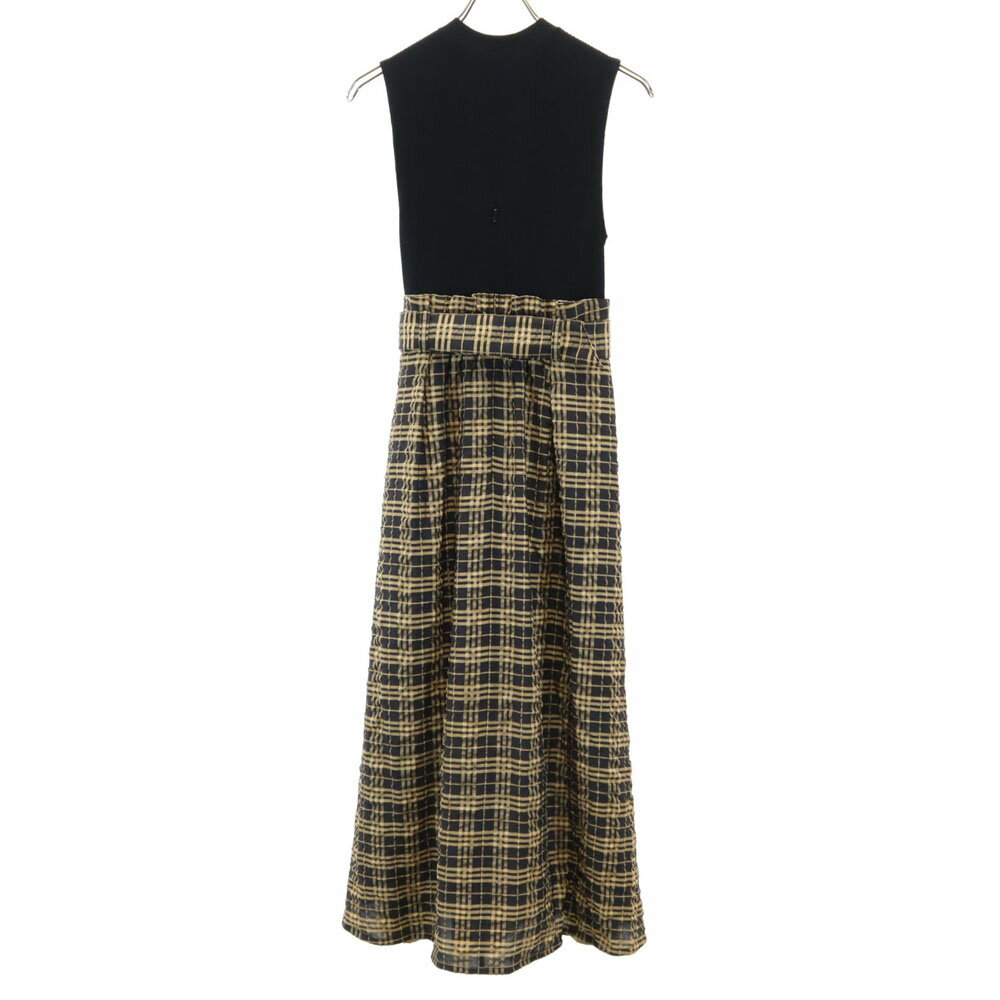 古着 SNIDEL スナイデル SWNO203168 ノースリーブ ドッキング ワンピース 1 ブラック系 チェックスカート バックジップ レディース 【中古】