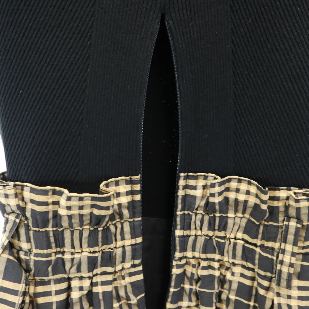 古着 SNIDEL スナイデル SWNO203168 ノースリーブ ドッキング ワンピース 1 ブラック系 チェックスカート バックジップ レディース 【中古】