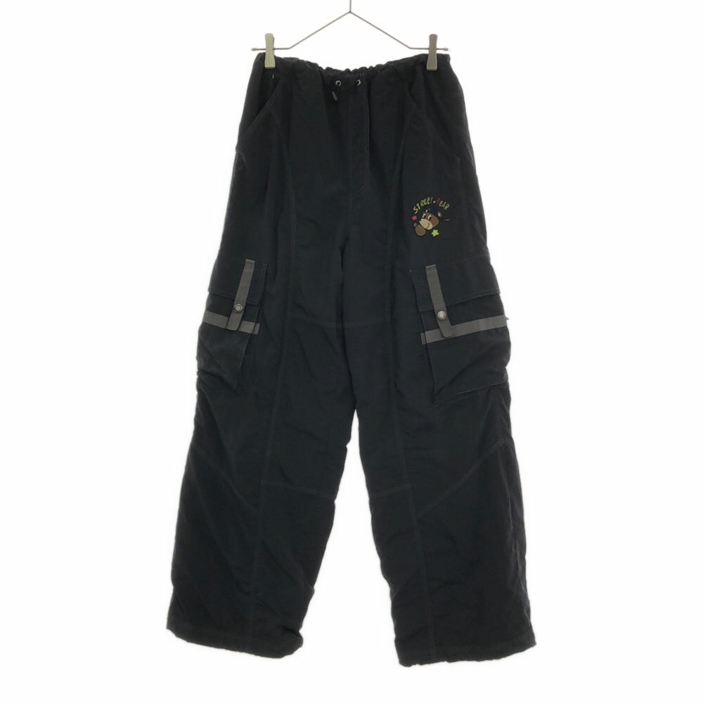 古着 JC de CASTELBAJAC カステルバジャック 刺繍 ナイロン カーゴパンツ M ブラック KIDS SPORT 裏フ..