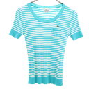 古着 LACOSTE ラコステ ボーダー柄 半袖 ニット 40 ターコイズ レディース 【中古】 【PD】