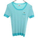 古着 LACOSTE ラコステ ボーダー柄 半袖 ニット 42 ターコイズ レディース 【中古】 【PD】