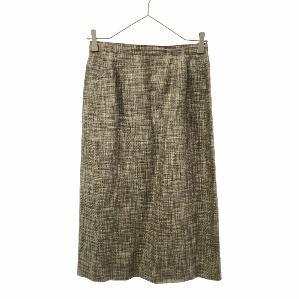 古着 Burberrys バーバリーズ リネン 総柄 ミモレ丈 タイトスカート ベージュ系 バックジップ 裏地付き レディース 【中古】