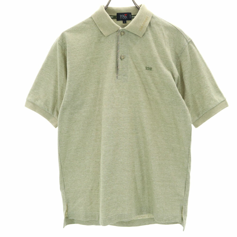 23区スポーツ ゴルフ 半袖 ポロシャツ 2 グリーン系 23区SPORT 鹿の子 メンズ 【中古】