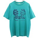 古着 JERZEES ジャージーズ 90s USA製 プリント 半袖 シングルステッチ Tシャツ L グリーン系 オールド ヴィンテージ メンズ 【中古】 【PD】(4)