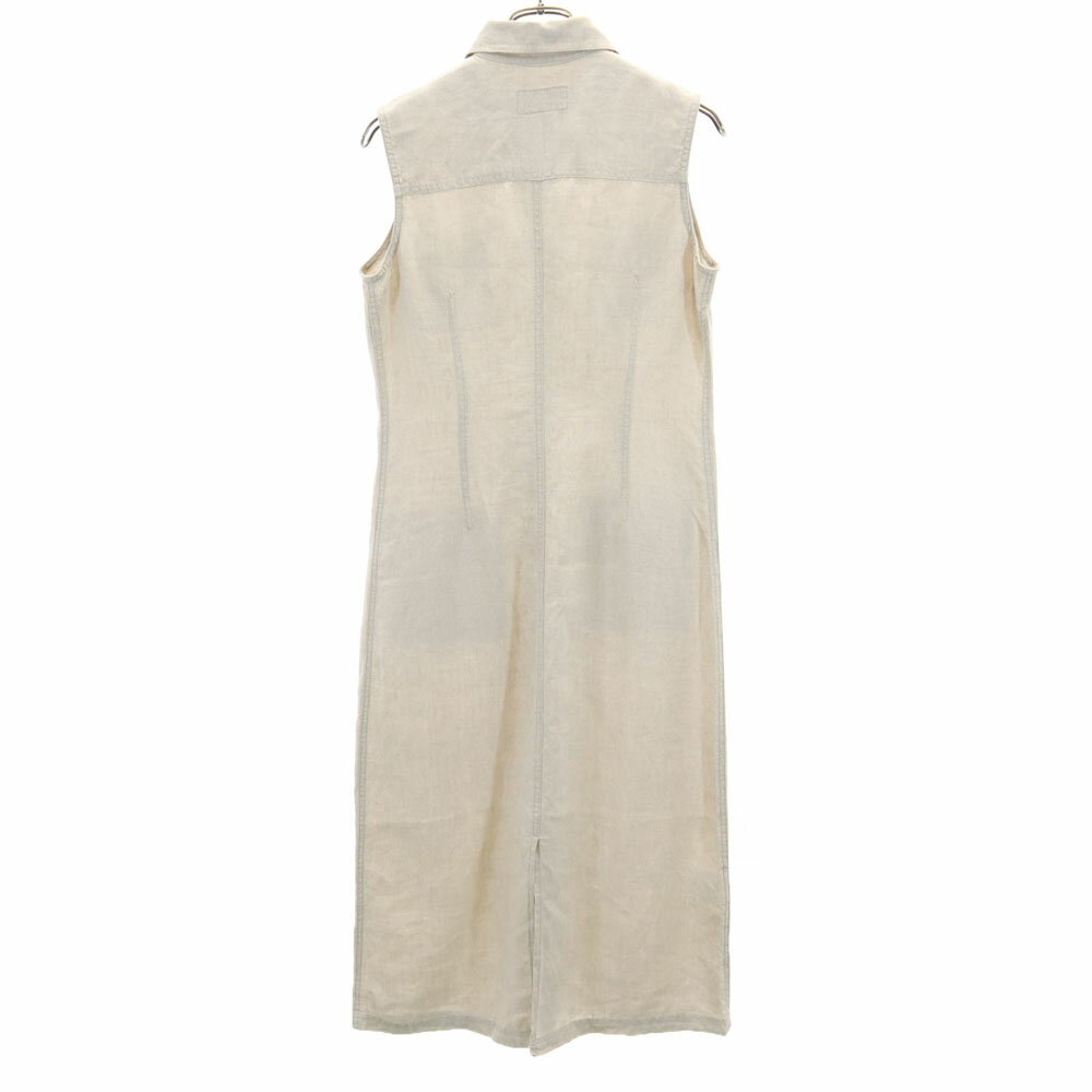 古着 Eddie Bauer エディーバウアー アウトドア リネン ノースリーブ シャツワンピース 8 ベージュ レディース 【中古】