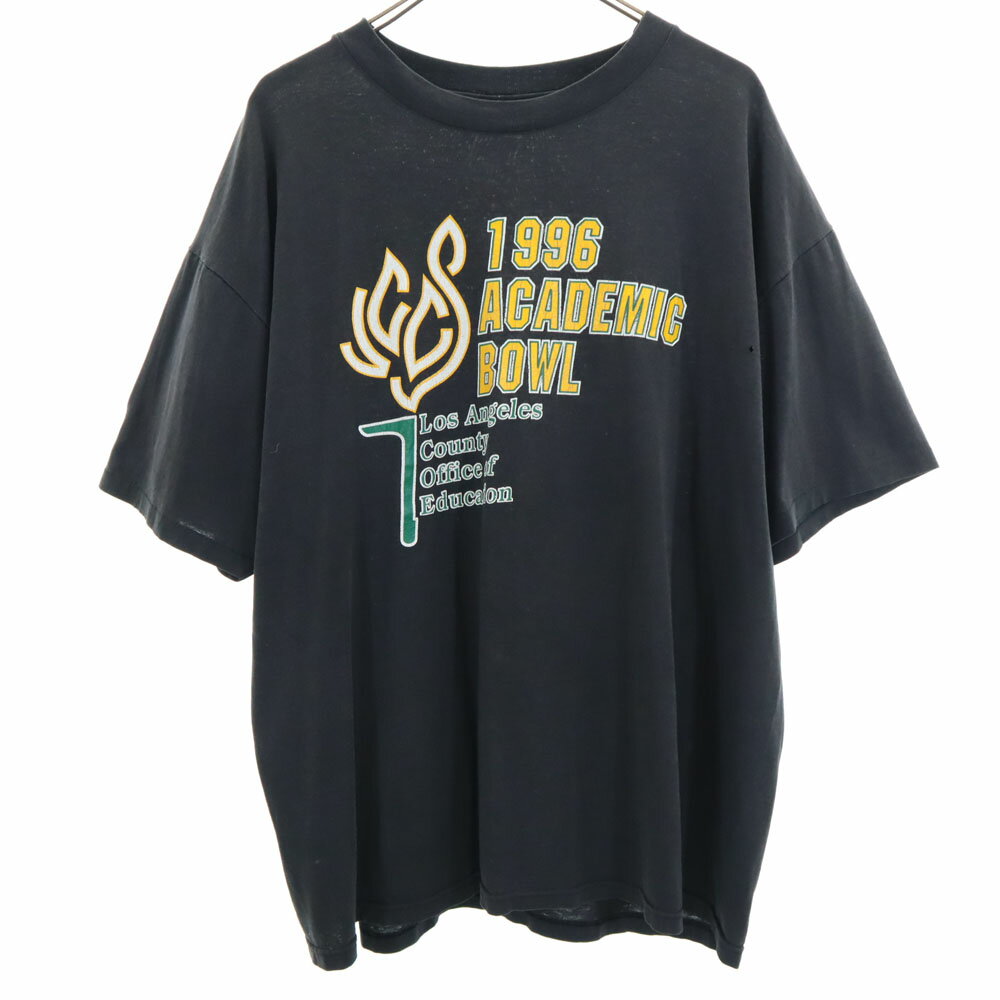 古着 ヘインズ Hanes 90s USA製 半袖 シングルステッチ Tシャツ XL 黒 オールド ヴィンテージ メンズ 【中古】