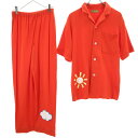 古着 JC de CASTELBAJAC カステルバジャック 半袖 ルームウェア 上下 セットアップ S 朱色 メンズ 【中古】 【PD】