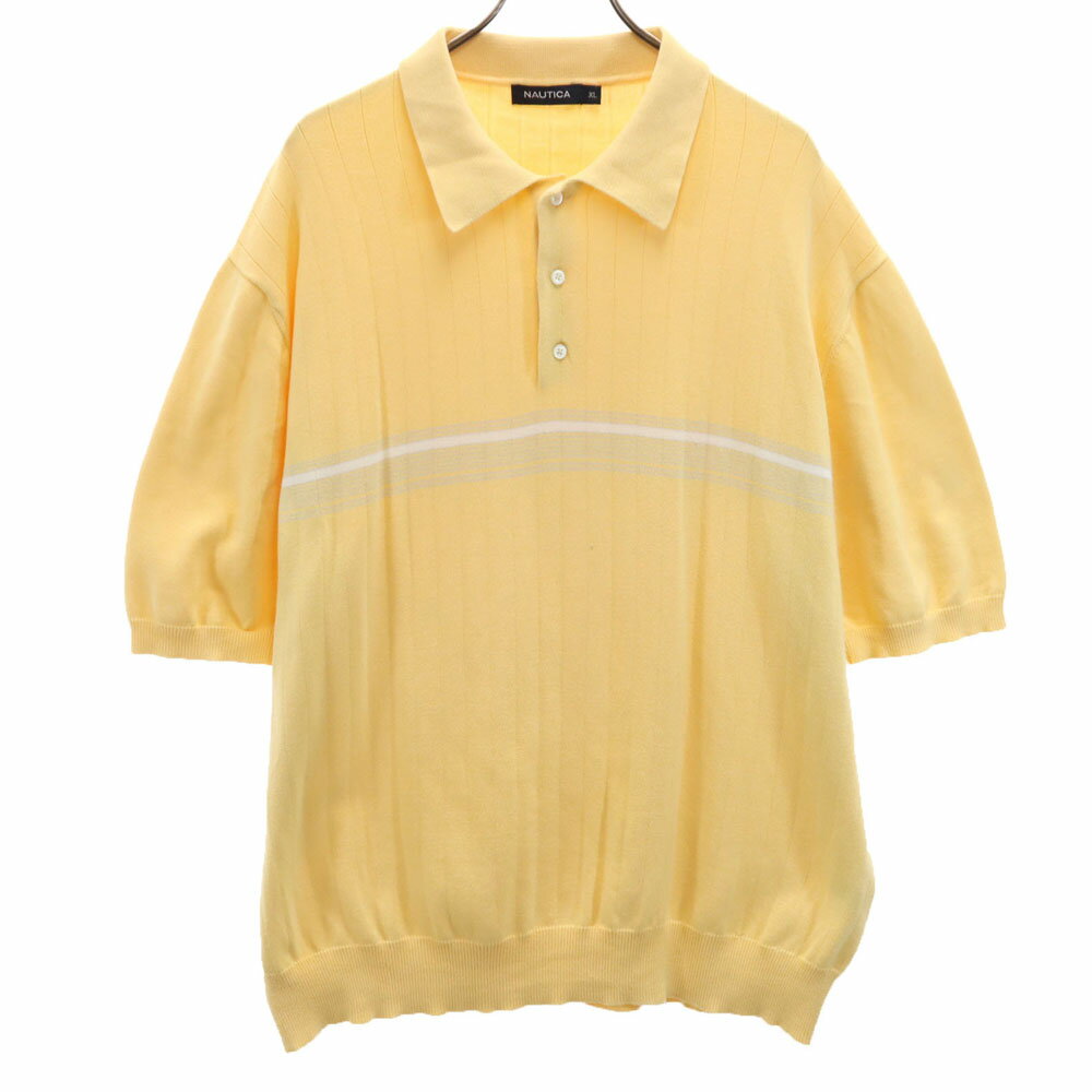 Rakuten - 古着 NAUTICA ノーティカ デサント製 半袖 ニット ポロシャツ XL イエロー メンズ 【中古】