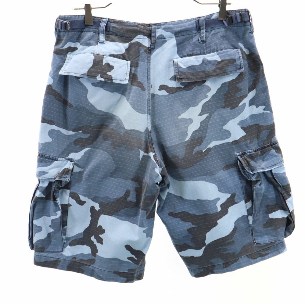 古着 カモフラ柄 カーゴショートパンツ 79 ブルーグレー系 迷彩 リップストップ生地 メンズ 【中古】