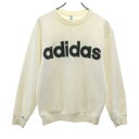 古着 adidas アディダス 80s デサント製 ヴィンテージ トレフォイルロゴプリント 長袖 スウェット トレーナー L 白 メンズ 【中古】 【PD】(4)