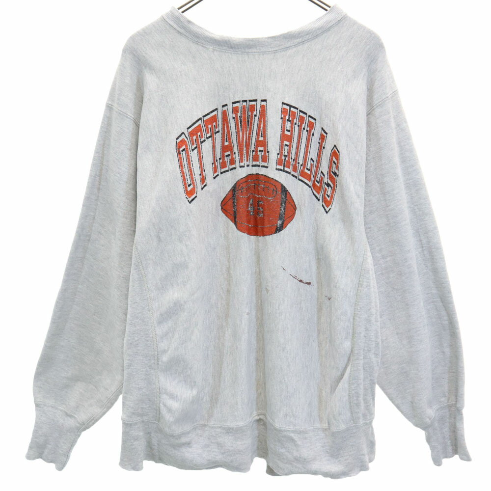 古着 Champion チャンピオン 80s USA製 トリコタグ ヴィンテージ カレッジ 長袖 リバースウィーブ スウェット トレーナー XL グレー メ..