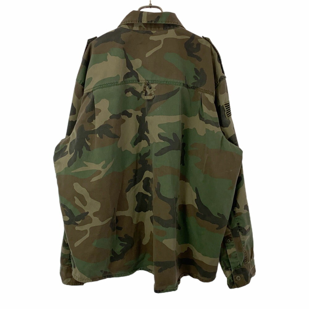 古着 US.ARMY ユーエスアーミー 迷彩柄 ワッペン 長袖 ミリタリージャケット XL カーキ系 カモフラージュ メンズ 【中古】