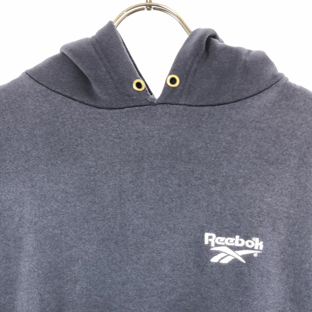 古着 Reebok リーボック 90s USA製 ロゴ刺繍 長袖 スウェットパーカー M ネイビー プルオーバー トレーナー オールド メンズ 【中古】