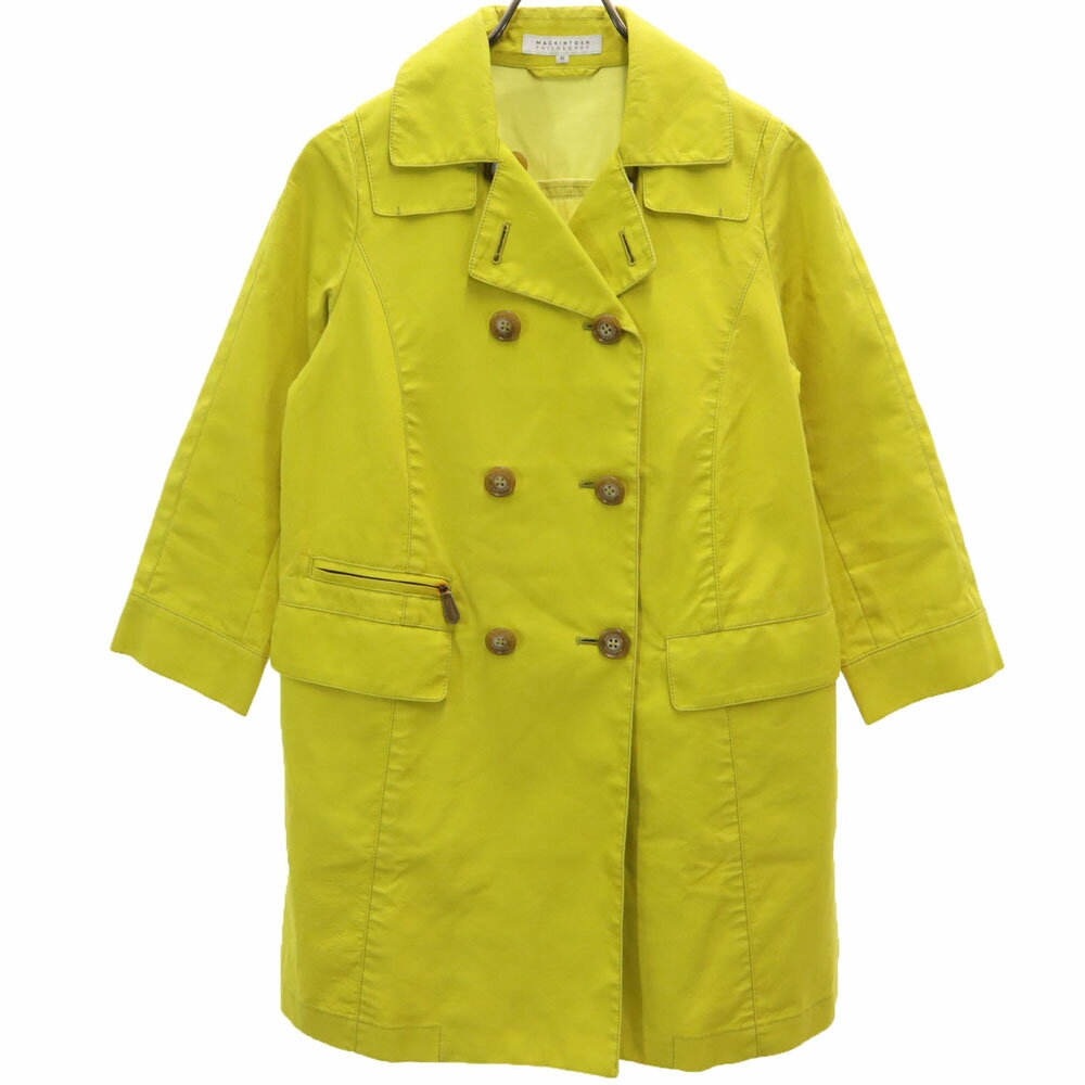 Coat - 古着 MACKINTOSH PHILOSOPHY マッキントッシュフィロソフィー 日本製 三陽商会 7分袖 トレンチコート 36 イエロー レディース 【中古】