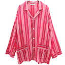 古着 YVES SAINT LAURENT イヴサンローラン 90s 日本製 オールド ストライプ柄 長袖 ルームウェア L ピンク シャツ メンズ 【中古】 ...