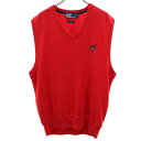 古着 Polo by Ralph Lauren ポロバイラルフローレン Vネック ニットベスト M レッド メンズ 【中古】