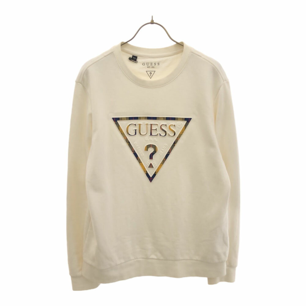 古着 Guess ゲス ロゴ刺繍 長袖 スウェット トレーナー M ホワイト メンズ 【中古】(4)