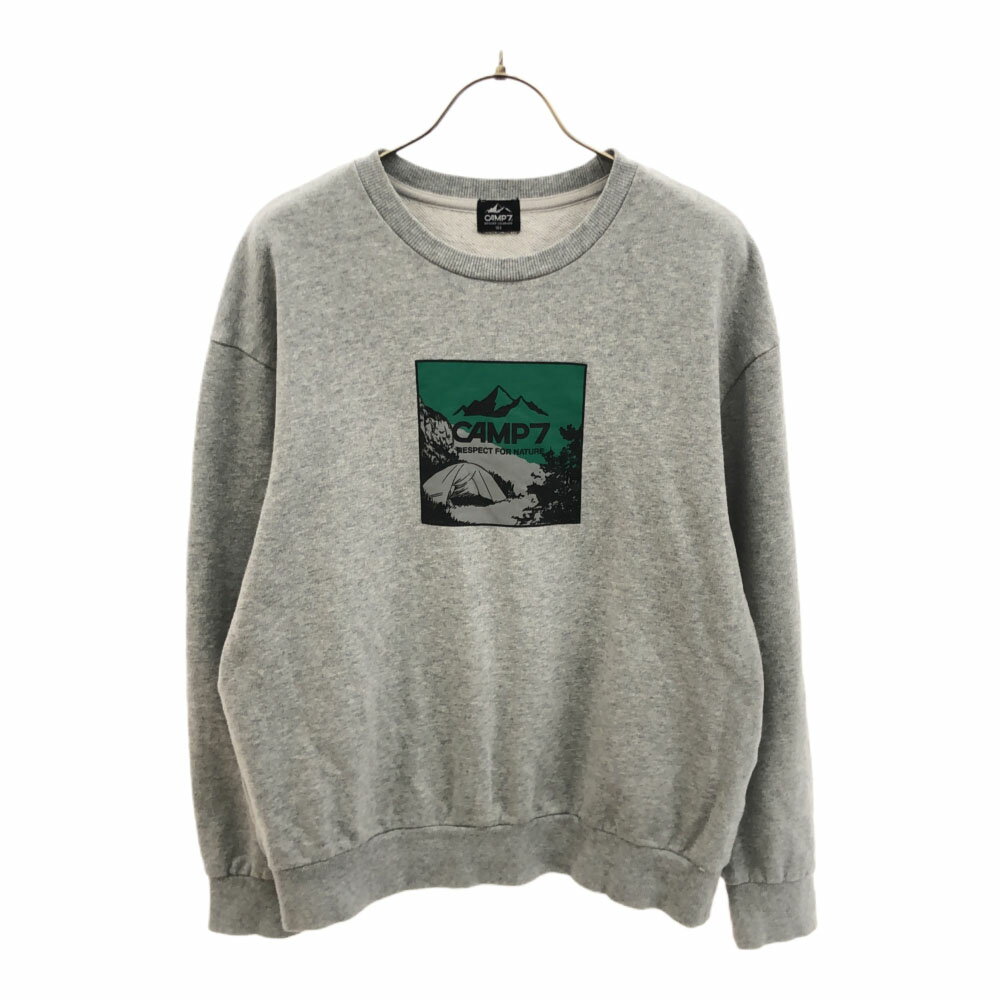 古着 キャンプセブン CAMP7 プリント 長袖 スウェット トレーナー 160 グレー キッズ 【中古】
