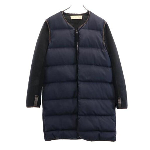 古着 MARNI マルニ フェザー ダウンコート 44 ネイビー系 袖切替 レディース 【中古】 【PD】 古着 MARNI マルニ フェザー ダウンコート 44 ネイビー系 袖切替 レディース 【中古】 【PD】