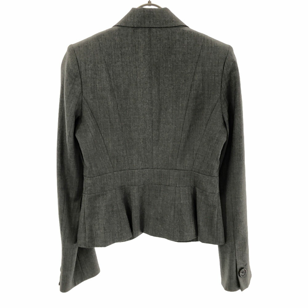 古着 INED イネド 日本製 ウール ショート丈 テーラードジャケット 7 グレー フランドル レディース 【中古】
