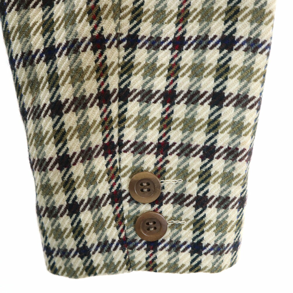 古着 グッチ GUCCI 80s 90s イタリア製 ウールブレンド オールド チェック柄 ジャケット 40 カーキ系 ダブルボタン レディース 【中古】 【PD】