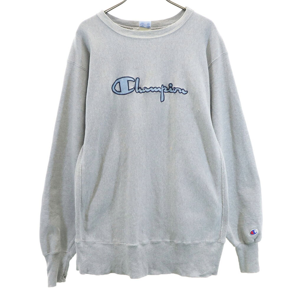 古着 Champion チャンピオン 90s リバースウィーブ USA製 オールド 長袖 スウェット トレーナー L グレー系 裏起毛 メンズ 【中古】