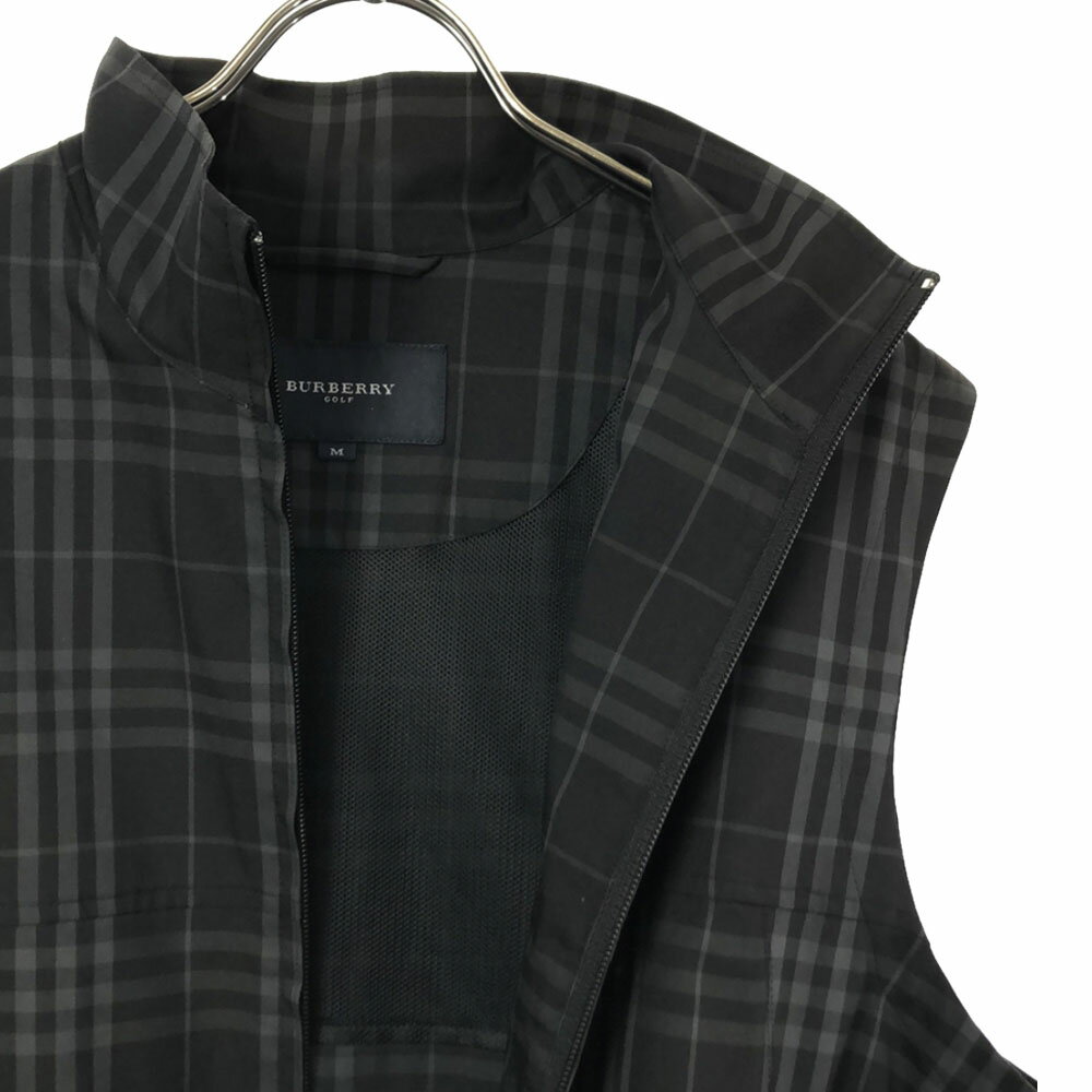 古着 BURBERRY バーバリー 三陽商会 チェック柄 ゴルフ ジップ ベスト M ブラック×...