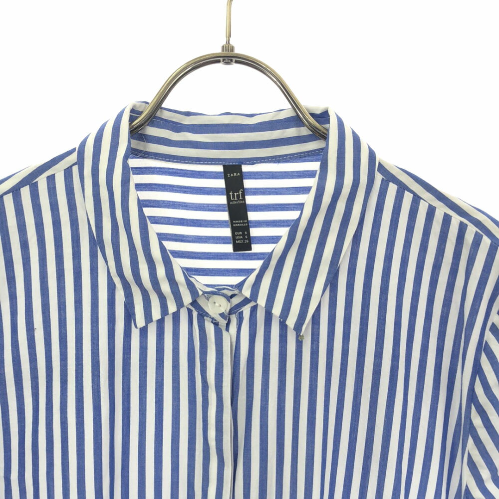 古着 ザラ ZARA ストライプ 長袖 シャツワンピース S ブルー系 レディース 【中古】