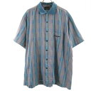 古着 ミスタージュンコ Mr.JUNK ゴルフ 半袖 チェックシャツ L グレー系 GOLF メンズ 【中古】