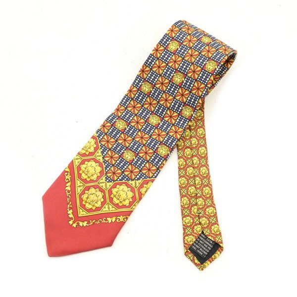 古着 ジャンニヴェルサーチ Gianni Versace イタリア製 ワイド シルク 総柄 ネクタイ レッド メンズ 【中古】 【PD】