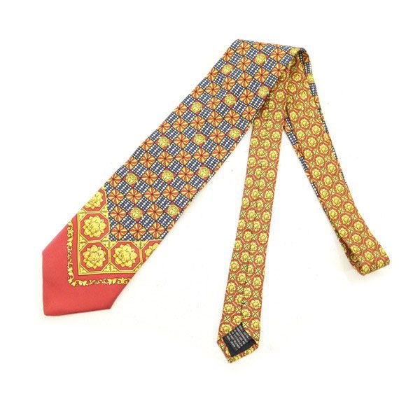古着 Gianni Versace ジャンニヴェルサーチ イタリア製 ワイド シルク 総柄 ネクタイ レッド メンズ 【中古】