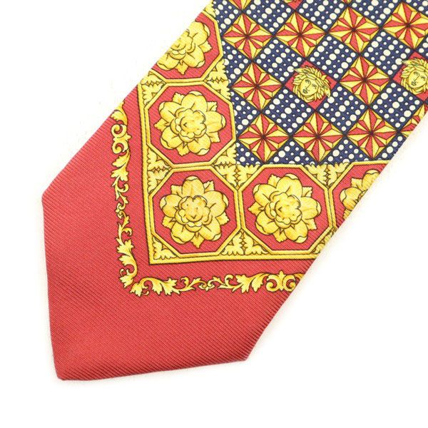 古着 Gianni Versace ジャンニヴェルサーチ イタリア製 ワイド シルク 総柄 ネクタイ レッド メンズ 【中古】