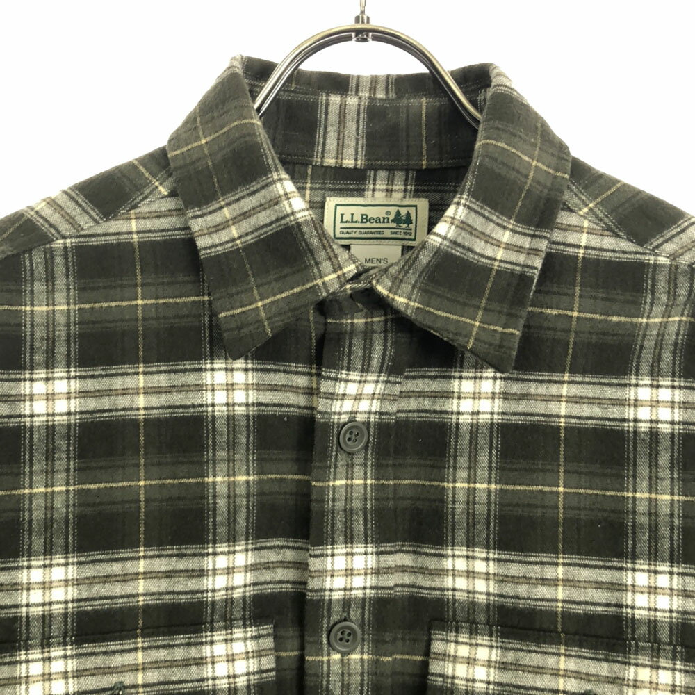 古着 L.L.Bean エルエルビーン チェック柄 長袖 ネルシャツ S モスグリーン系 アウトドア メンズ 【中古】