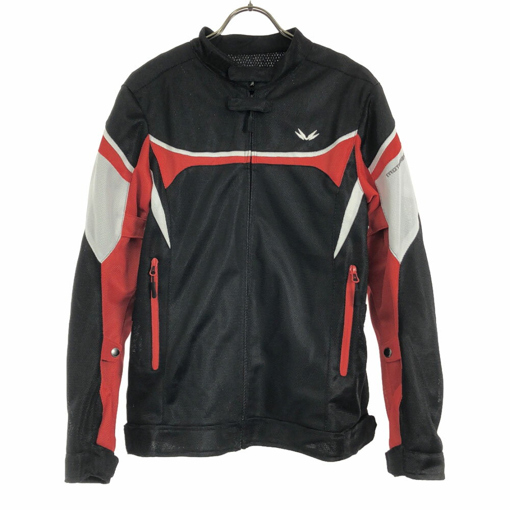 古着 モーターヘッドライダーズ ロゴ刺繍 バイク メッシュ ライダースジャケット M ブラック プロテク..