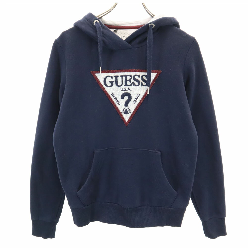 古着 Guess ゲス 韓国製 長袖 スウェットパーカー XS ネイビー プルオーバー メンズ 【中古】