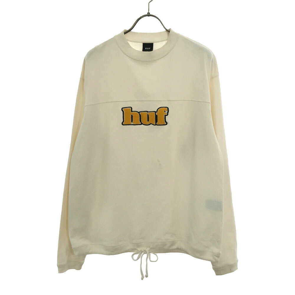 樂天商城 - 古着 HUF ハフ ロゴ刺繍 長袖 Tシャツ XS アイボリー ロンT カットソー メンズ 【中古】