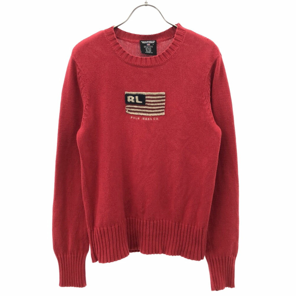 古着 POLO JEANS ポロジーンズ 長袖 コットンニット セーター M レッド RALPH LAUREN レディース 【中古】 【PD】