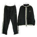 古着 FILA フィラ 90s バックロゴ刺繍 トレーニング 長袖 トレーニングウェア 上下 セットアップ M ブラック×ホワイト ウエストゴム オールド メン...