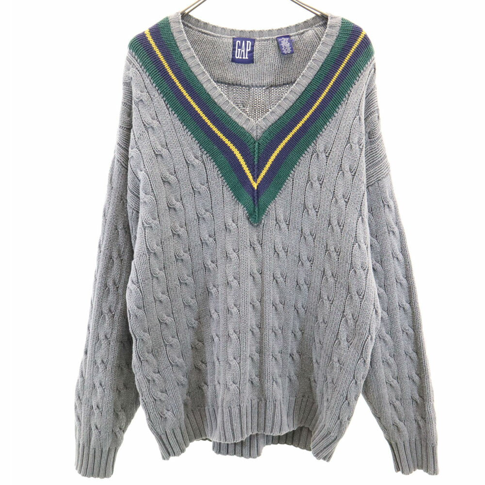 Other - 古着 GAP ギャップ 90s オールド チルデン 長袖 Vネック セーター XL グレー ニット レディース 【中古】 【PD】