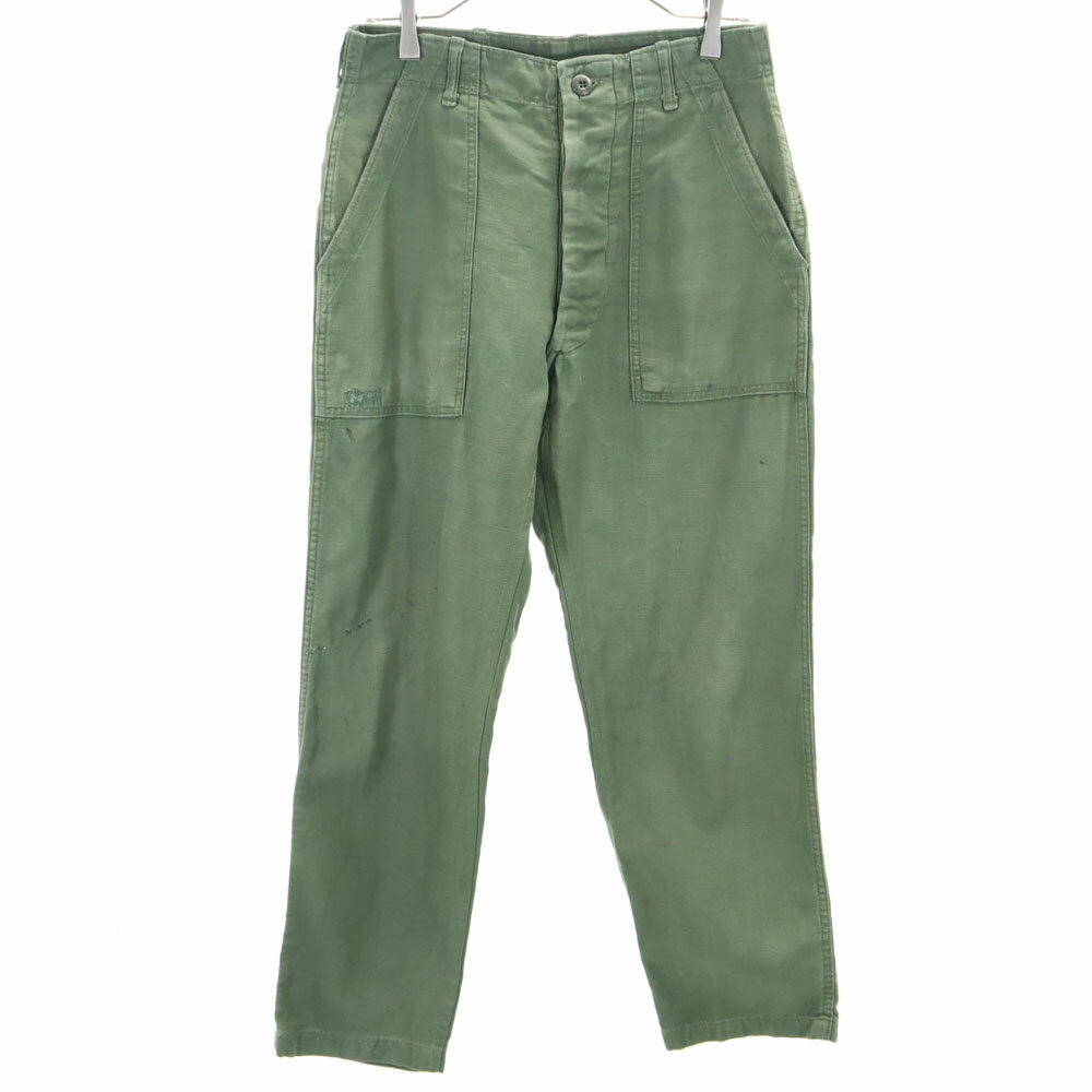 古着 アメリカ軍 US ARMY 70s DSA コットンサテン ヴィンテージ ベイカー パンツ W30 カーキ ミリタリー ボタンフライ メンズ 【中古】