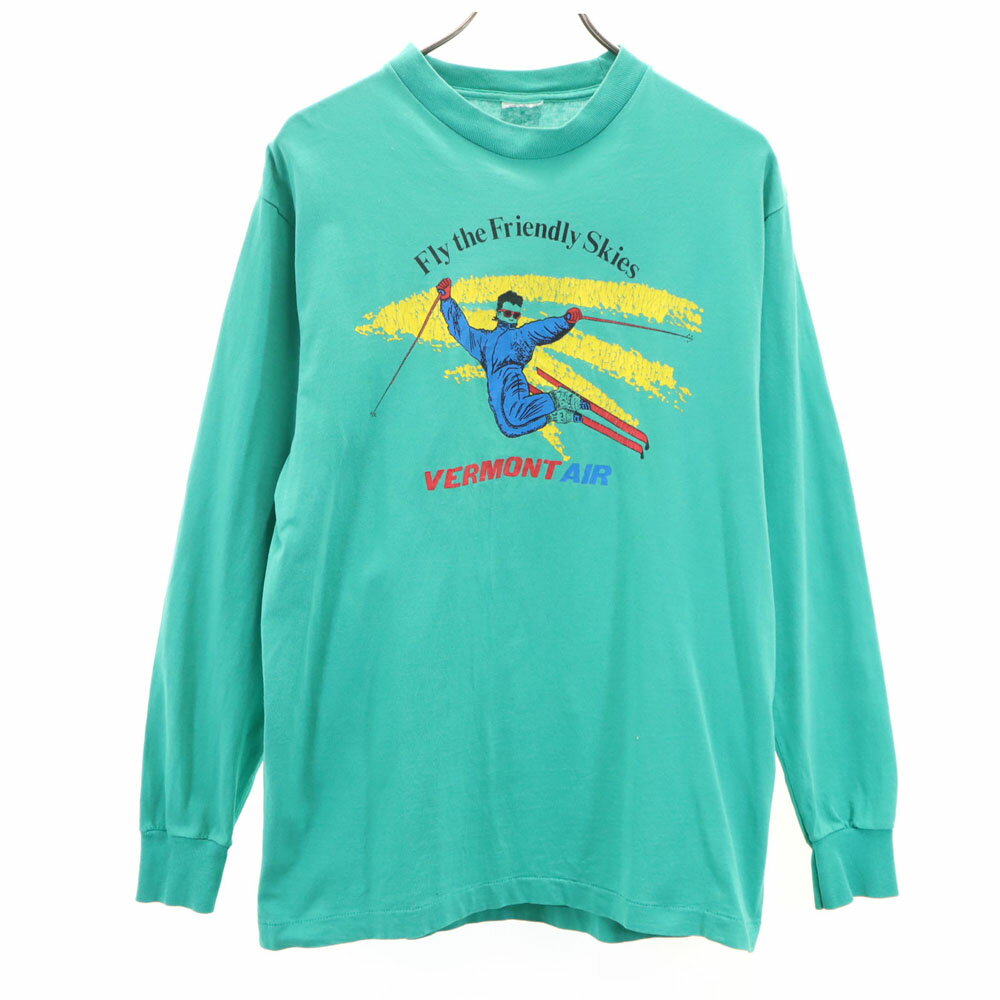 古着 anvil アンヴィル 90s オールド 長袖 シングルステッチ Tシャツ グリーン系 ロンT メンズ 【中古】