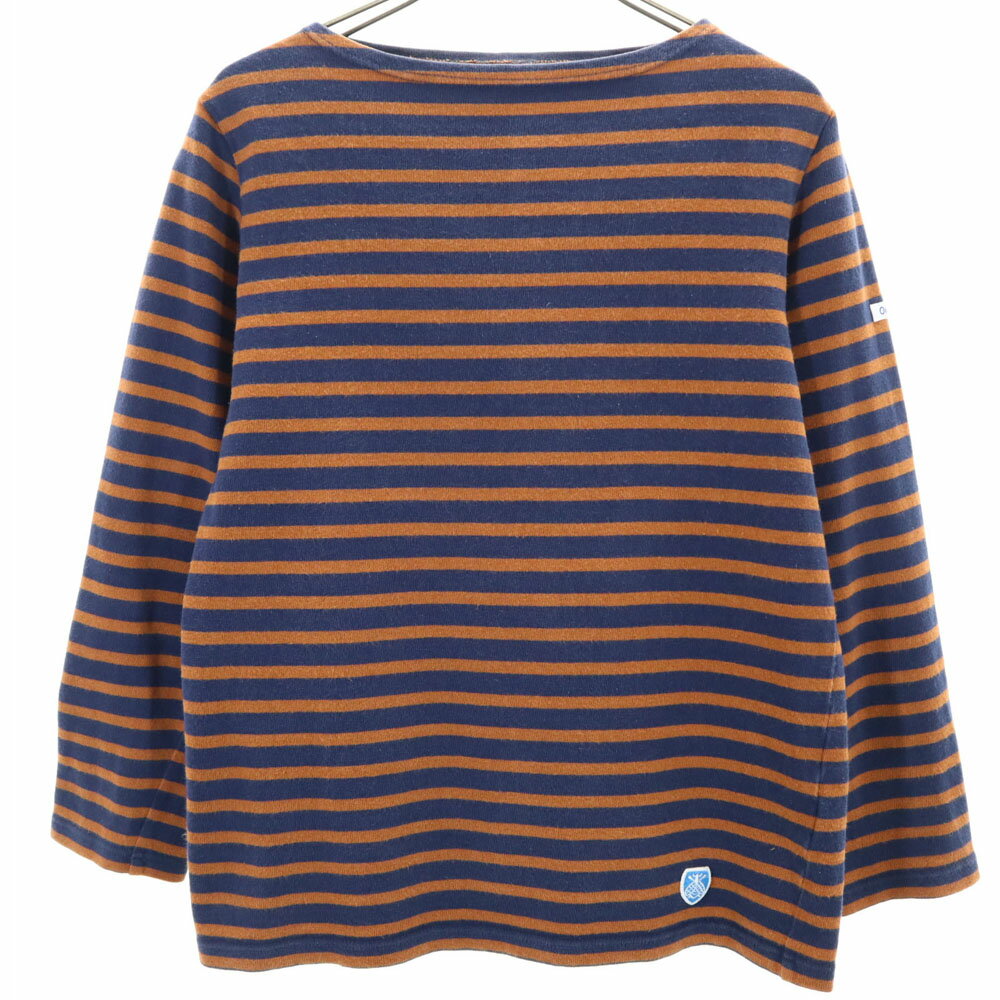Other - 古着 ORCIVAL オーシバル フランス製 ボーダー柄 長袖 ボートネック バスクシャツ 1 ネイビー 他 レディース 【中古】 【PD】