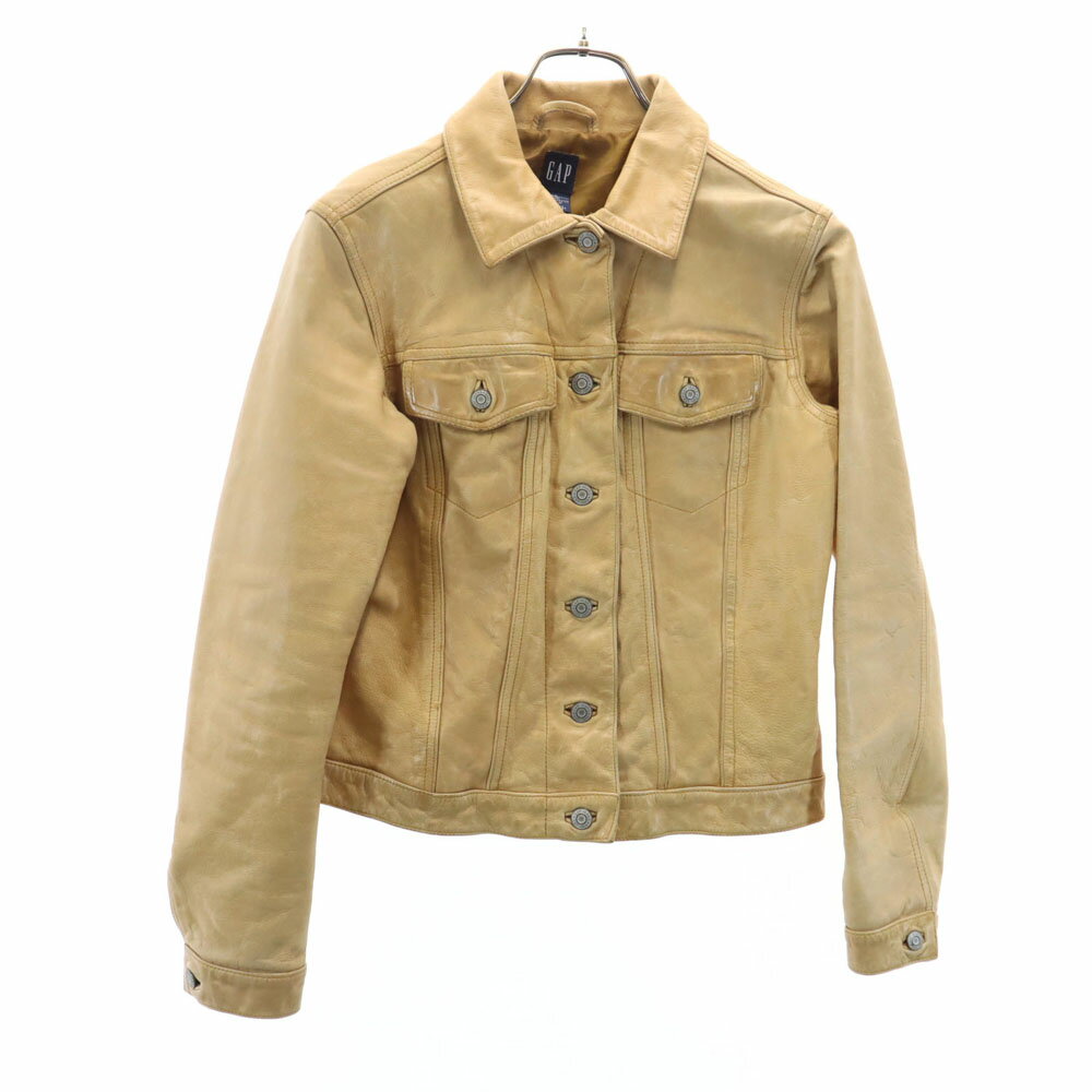 古着 ギャップ GAP オールド 牛革 レザー トラッカー ジャケット XS ベージュ レディース 【中古】