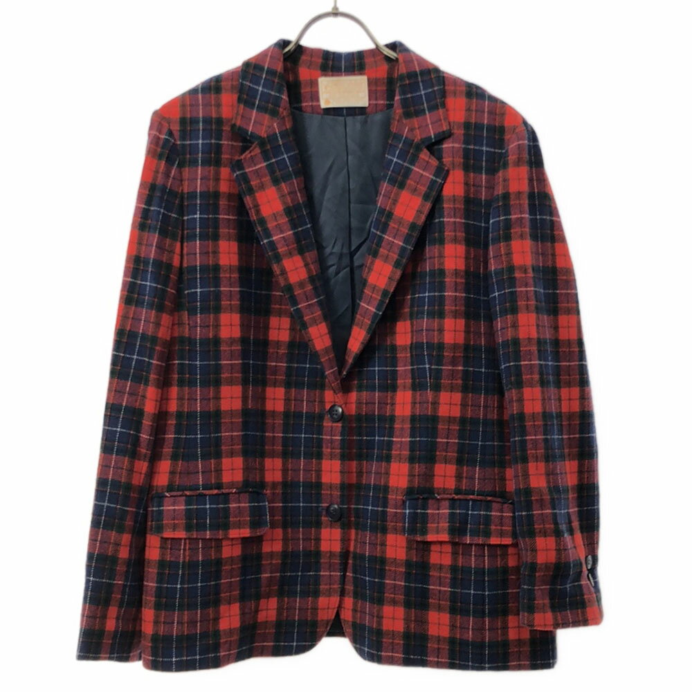 古着 ペンドルトン PENDLETON 70s ウール USA製 ヴィンテージ タータンチェック柄 テーラードジャケット レッド系 レディース 【中古】