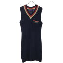 古着 BEAMS ビームス ゴルフ ノースリーブ Vネックニット ワンピース L ネイビー レディース 【中古】 【PD】